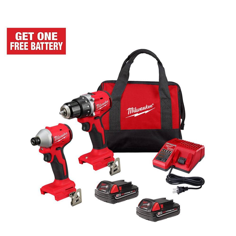 M18 18-Volt Lithium-Ion Brushless Cordless Compact Drill/Impact Combo Kit (2-Tool) w/(2) 2.0 Ah Batteries, Charger & Bag