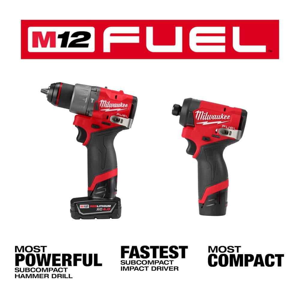 M12 FUEL 12-Volt Lithium-Ion Brushless Cordless Hammer Drill and Impact Driver Combo Kit w/2 Batteries and Bag (2-Tool)